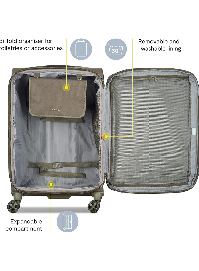DELSEY Paris 71 Helium DLX 2.0 - 71 Cm Softcase 4-Double Wheeled Expandable Check-In Luggage Trolley - Mocha  | Best Price UAE